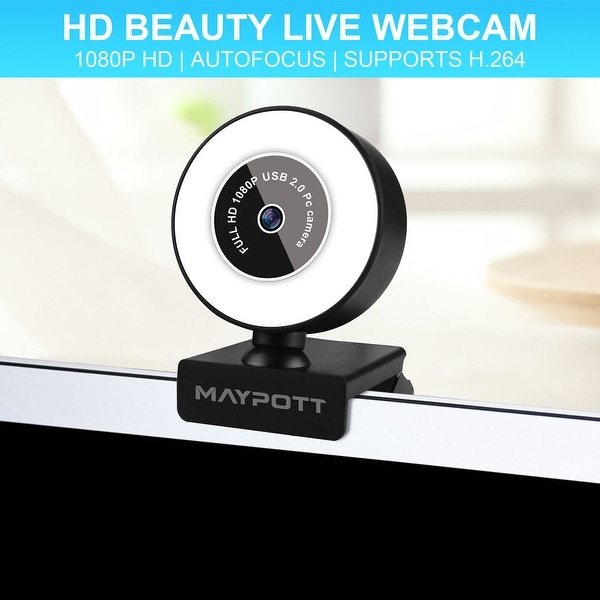 HD 1080P Webcam with Microphone USB Autofocus Camera 3 Gear Light